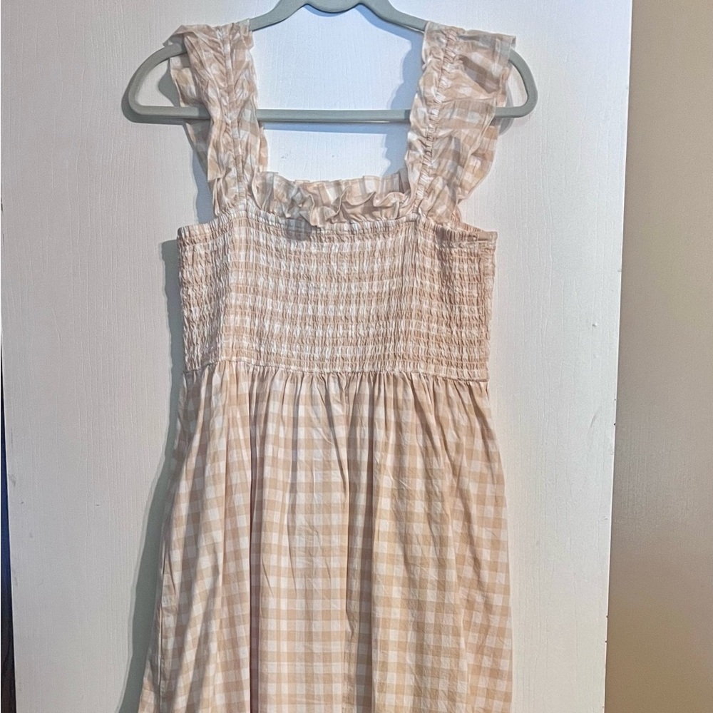 Charming Cream Gingham Kids Dress